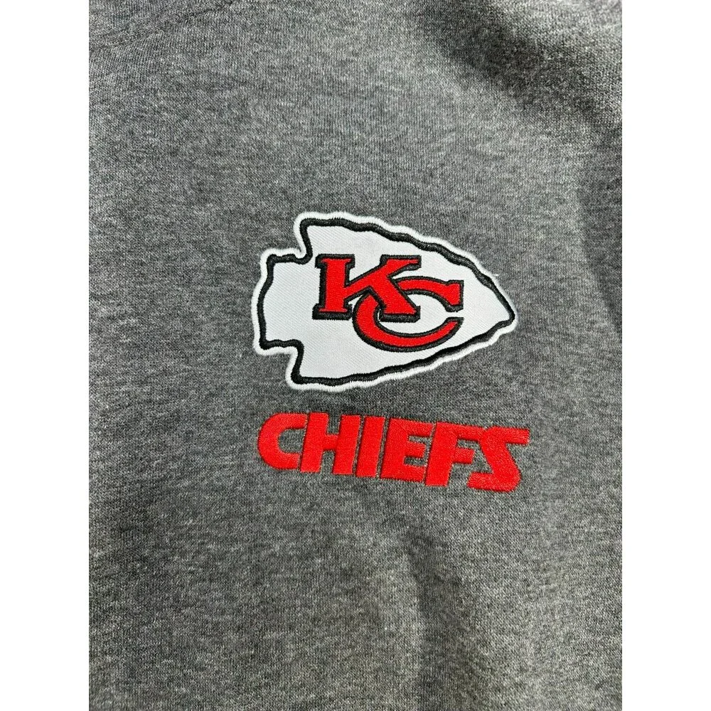 Kansas City Chiefs Gray Hoodie Red Accents Official NFL Team Apparel M Sweatshir - Picture 5 of 8